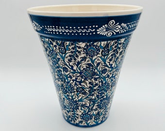11,8 '(30 cm), maceta de cerámica hecha a mano, maceta con estampado floral