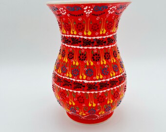 9,8'(25Cm),Handmade Ceramic Planter Pot,Floral Patterned Flower Pot