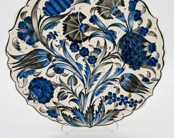 Placa de pared de cerámica de 11,8 pulgadas hecha a mano, arte de pared bohemio turco, decoración decorativa para el hogar, cocina, oficina, pared y escritorio, regalo