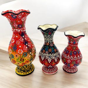 Handmade Turkish Ceramic Vase,Large Decorative Vase,Handmade Ceramic Jar With Lid,Centerpiece Vase,Table Top Decor,Home Decor