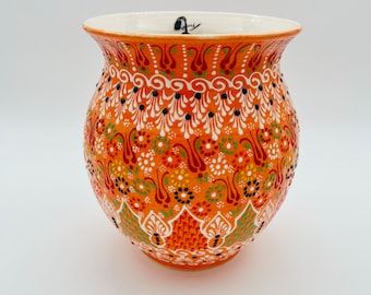 9,8'(25Cm),Handmade Ceramic Planter Pot,Floral Patterned Flower Pot