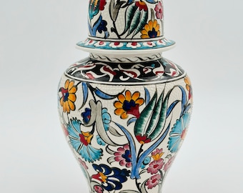 11,8&#39;&#39; handgemachte türkische Keramikvase, große dekorative Vase, handgefertigte Keramikdose mit Deckel, Mittelstückvase, Tischdekoration, Wohndekoration
