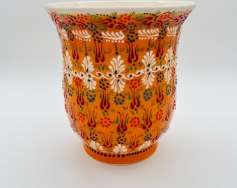 9,8 '(25 cm), maceta de cerámica hecha a mano, maceta con estampado floral