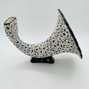 Handmade Ceramic Gramophone, flower Patterned Gramophone, Decorative Ceramic Speaker, Turkish Ceramic Music Speakers