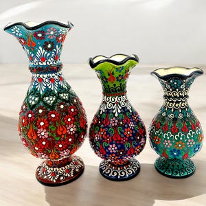 Handmade Turkish Ceramic Vase,Large Decorative Vase,Handmade Ceramic Jar With Lid,Centerpiece Vase,Table Top Decor,Home Decor