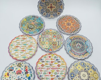 Salvamanteles de cerámica turca hecha a mano para ollas calientes, azulejo marroquí, salvamanteles decorativo grande para colgar en la pared, el mejor regalo para los amantes de la cerámica.