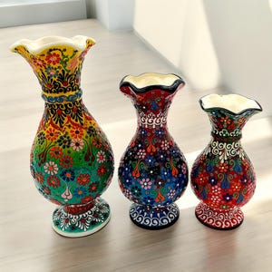 Handmade Turkish Ceramic Vase,Large Decorative Vase,Handmade Ceramic Jar With Lid,Centerpiece Vase,Table Top Decor,Home Decor