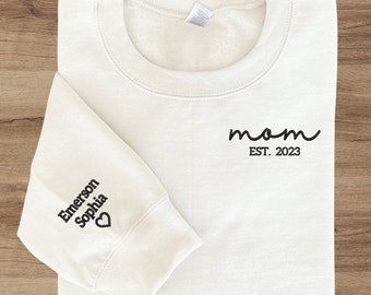 Embroidered Mom Est Sweatshirt EMB4