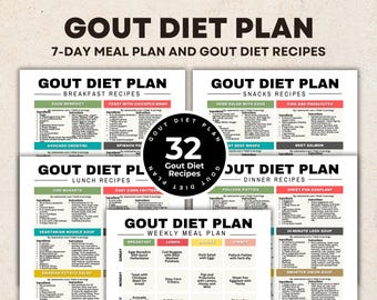Gout Diet Plan, 7-Day Low Purine Food Recipes, Gout Food List, Breakfast, Lunch, Snacks, Dinner for Joint Pain Relief & Arthritis Management