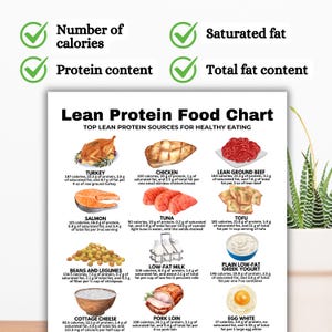Lean Protein Food Chart, High Protein Food Chart, Keto Food List for Muscle Building and Losing Weight, Low Fat Protein, Printable PDF Guide

protein chart
protein food list
protein tracker
protein guide
protein snacks
low fat foods
dietitian