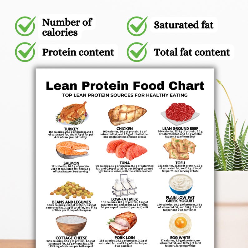 Lean Protein Food Chart, High Protein Food Chart, Keto Food List for Muscle Building and Losing Weight, Low Fat Protein, Printable PDF Guide

protein chart
protein food list
protein tracker
protein guide
protein snacks
low fat foods
dietitian