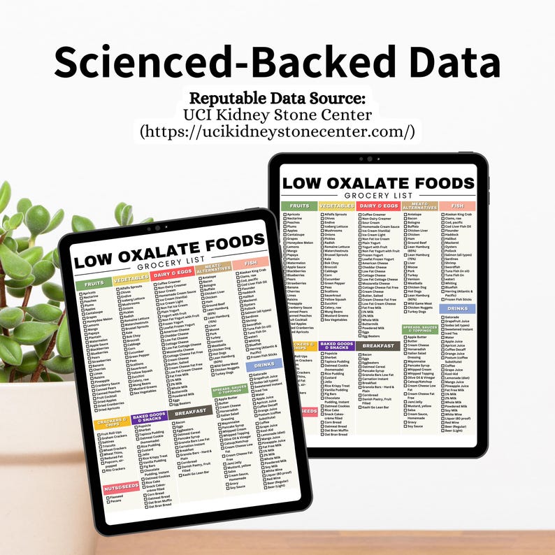 Low Oxalate Food List for Kidney Stones, Low Oxalate Foods Printable, Kidney Stone Diet Grocery List, Kidney Foods for Kidney Disease Diet

low oxalate foods
kidney stones
oxalate food list
oxalate food chart
kidney stone diet
low oxalate
renal diet