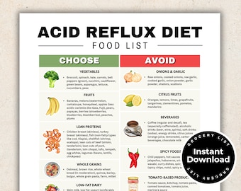 Lista de alimentos para el reflujo ácido, dieta para la enfermedad por reflujo gastroesofágico, lista de alimentos con bajo contenido de ácido para la salud intestinal, cáncer de estómago, gastritis, ardor de estómago, planificación de comidas para el reflujo ácido