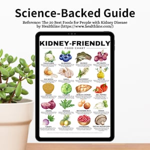 Kidney-Friendly Food Chart, Renal Diet, Kidney Disease Food List, Kidney Disease Diet, Low in Potassium Phosphorus Sodium Protein Printable

kidney disease diet
kidney foods
stage 4 kidney disease food list
stage 3 kidney disease food list