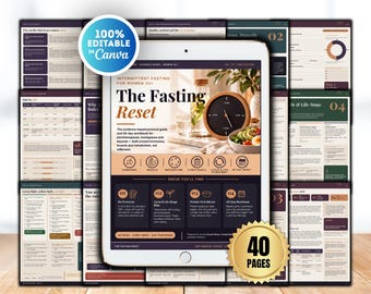 Intermittent Fasting Ebook Template Canva, Intermittent Fasting Program Guide for Women 35+, Perimenopause Coach eBook Workbook Guide