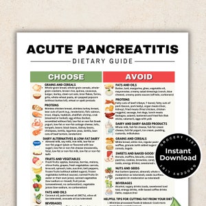 Pancreatitis Diet, Acute Pancreatitis Food List, Anti Inflammatory Low Fat Foods for Pancreatitis Chronic Illness, Gut Health, Meal Planning
