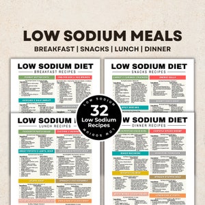 Low Sodium Diet Meal Recipes for Kidney Disease, Hypertension, High Blood Pressure, Stroke Heart Disease, Breakfast, Snacks, Lunch, Dinner