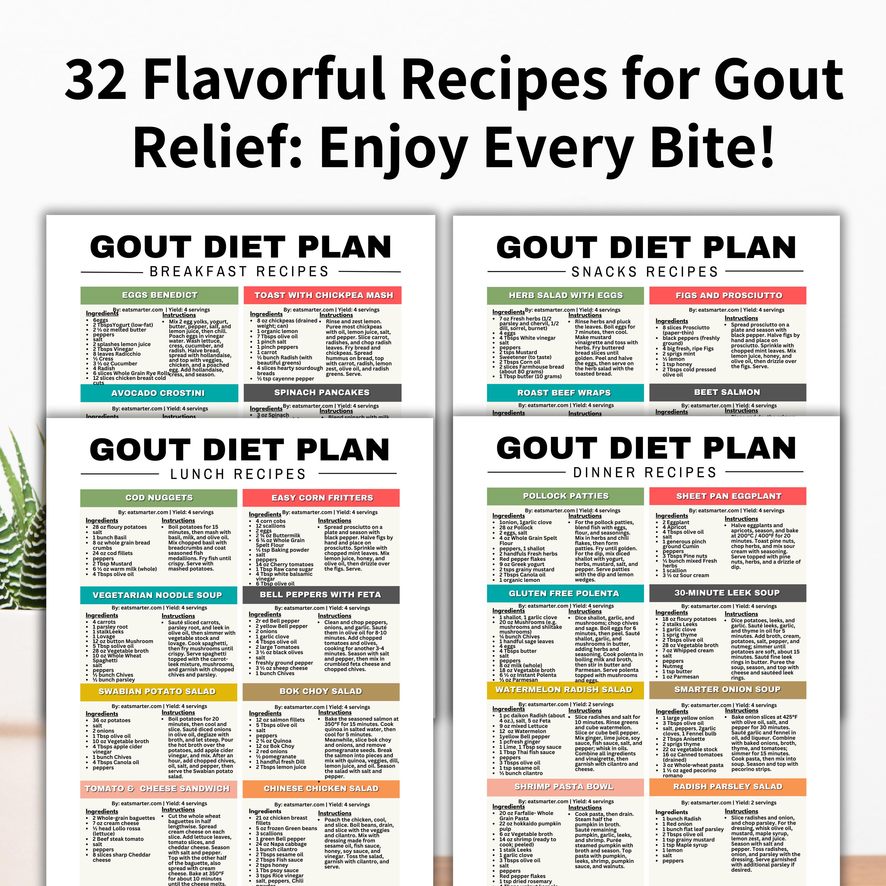 Gout Diet Plan, 7-day Low Purine Food Recipes, Gout Food List ...