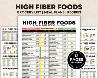 High Fiber Food List for High Fiber Meals, Veggies High in Fiber, Cholesterol Lowering High Fiber Foods for Gut Health, IBS Type 2 Diabetes