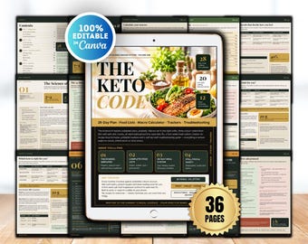 Keto Ebook Lead Magnet for Health Coaches,  Keto Diet Guide, Editable Canva Template, 28 Day Keto Meal Plan, Keto Coaching Client Worksheet
