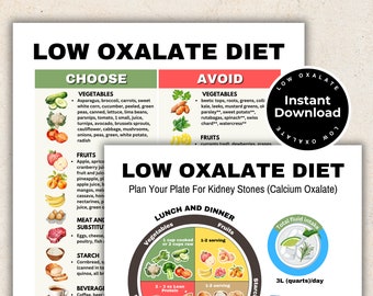 Alimentos bajos en oxalato para imprimir, lista de alimentos bajos en oxalato para cálculos renales, dieta para cálculos renales, lista de alimentos para riñones para la dieta para la enfermedad renal