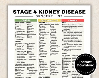 Stufe 4 Nieren Krankheit Lebensmittel Liste, Nieren Diet Nieren Krankheit Lebensmittel Liste, Nieren Diet Printable, Kühlschrank, Gefroren, Speisekammer oder Schrank