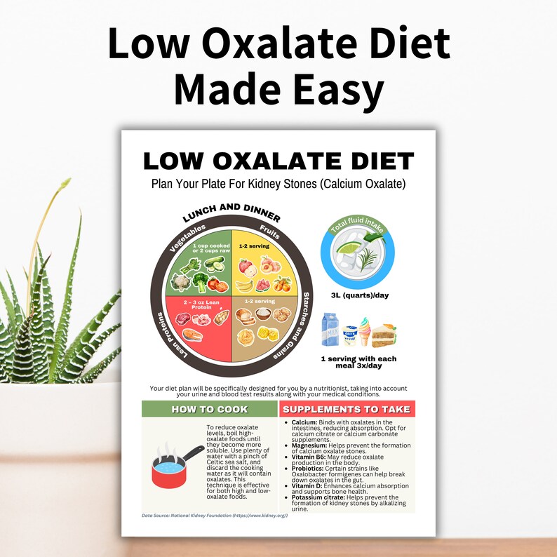 Low Oxalate Foods Printable, Low Oxalate Food List for Kidney Stones ...