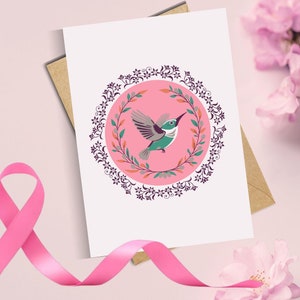 Krebs Vogel Karte Printable Awareness | Sofortdownload | Digital Brustkrebs Support Karte | Geschenkkarte für Freund & Familie