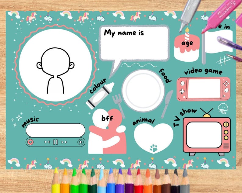 Draw Names Questionnaire Preschool Questionnaire Bundle Worksheets for Kids, Back to School Fun ...