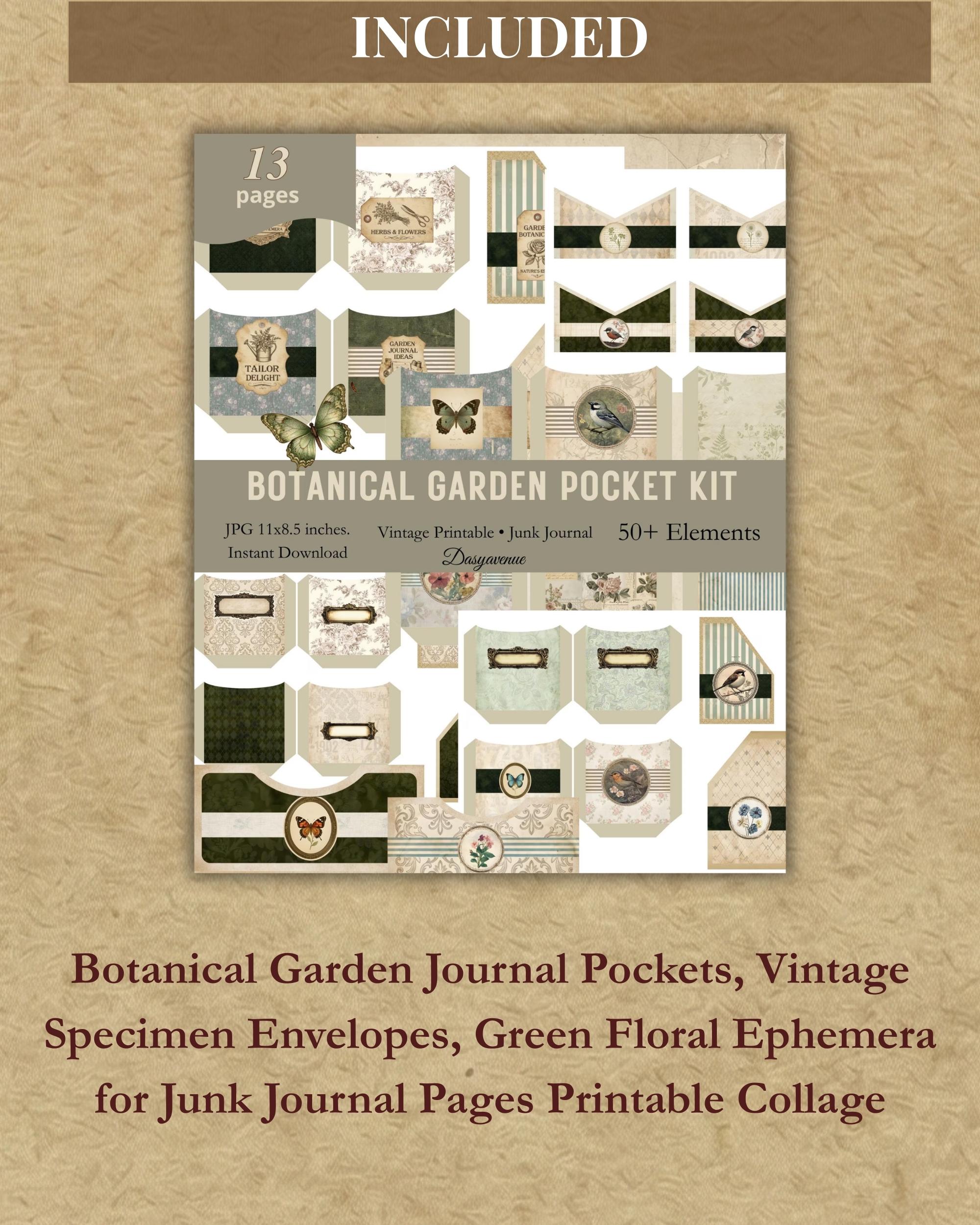 Botanical Garden Bundle 120 Pages Vintage Botanical Junk Journal Kit ...