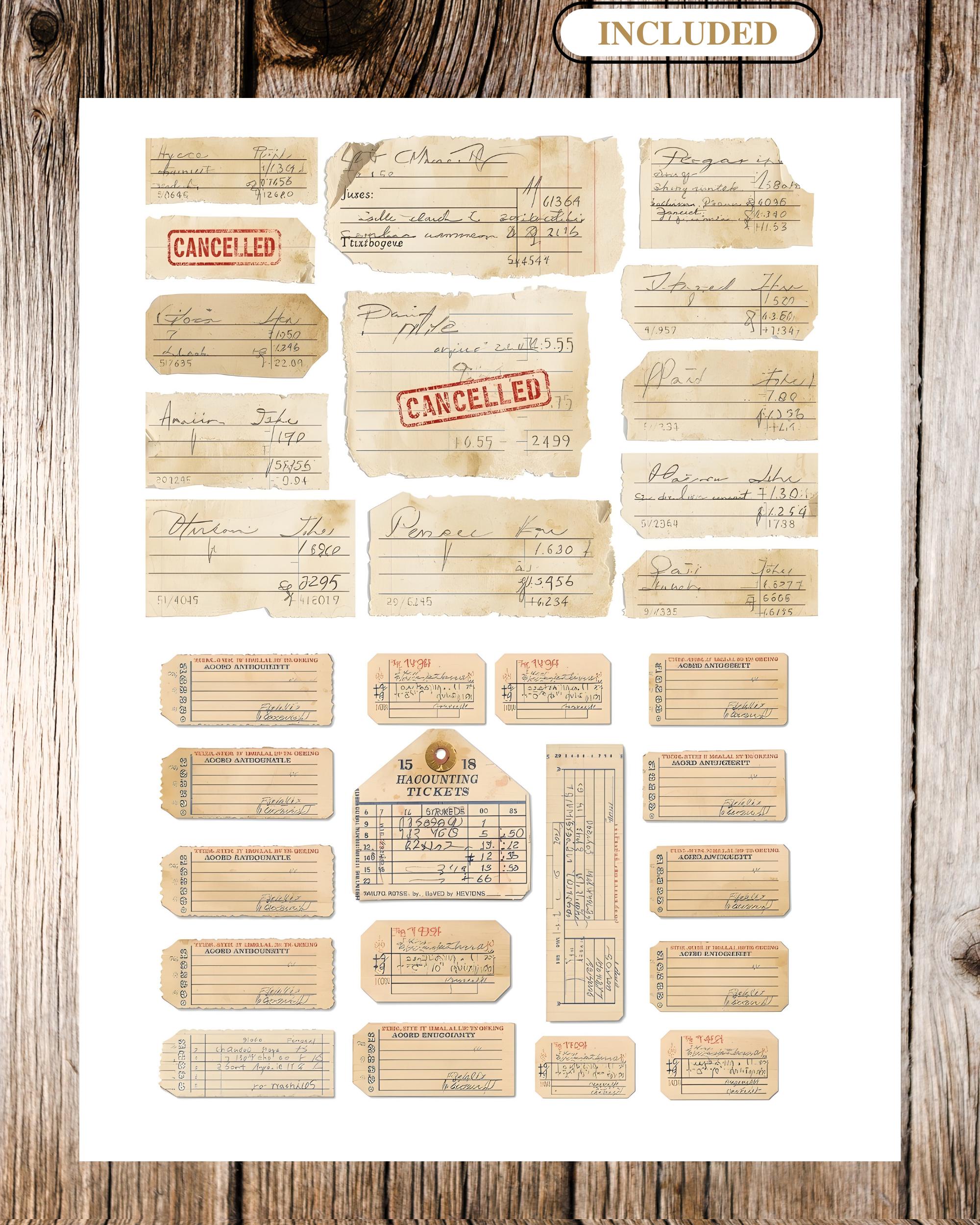 Vintage Ledger Snippets, Tabs & Ephemera Labels | Antique Paper Numbers ...