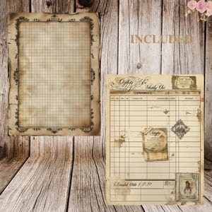 29 vintage rutnätspapper | Utskrivbara journalsidor i shabby chic | Smutsiga efemera-bakgrunder | Skräpjournal, scrapbooking, collage bild 4