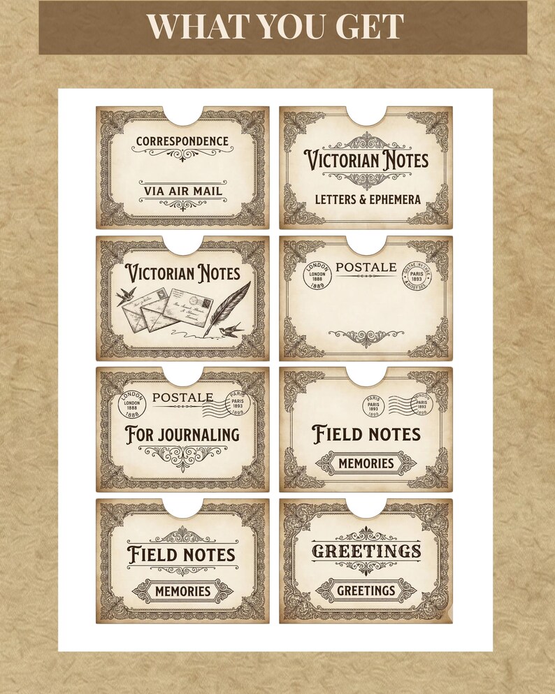 Vintage Sepia Junk Journal Pockets Printable, Shabby Chic Ephemera ...