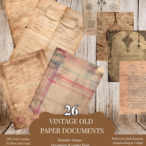 Vintage Old Paper Backgrounds, Antique Ledger & Aged Document Textures, Printable Junk Journal Pages, Vintage Document, Printable Ephemera