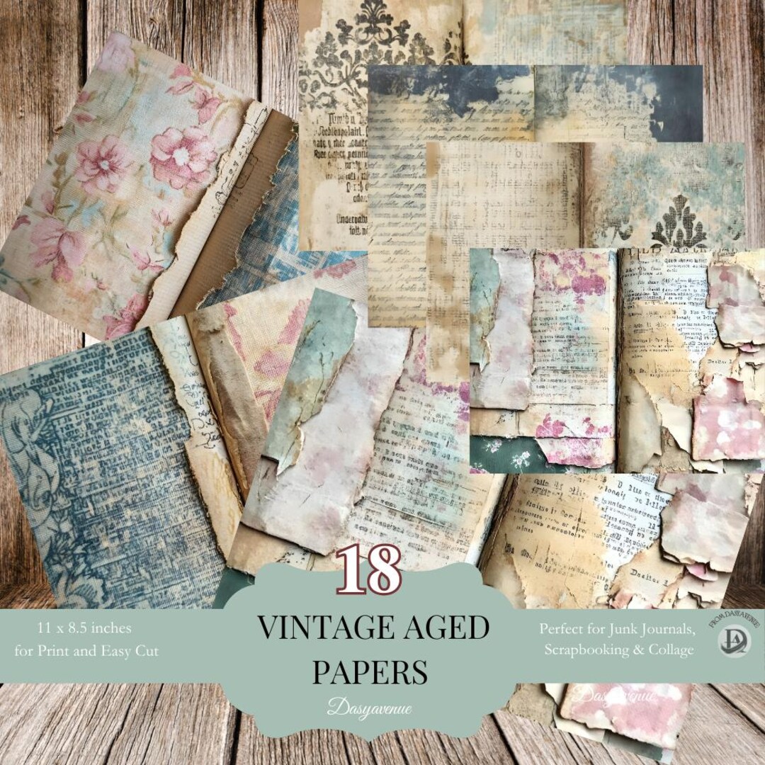 Vintage Junk Journal Pages | Aged Paper Ephemera | Printable Grunge ...