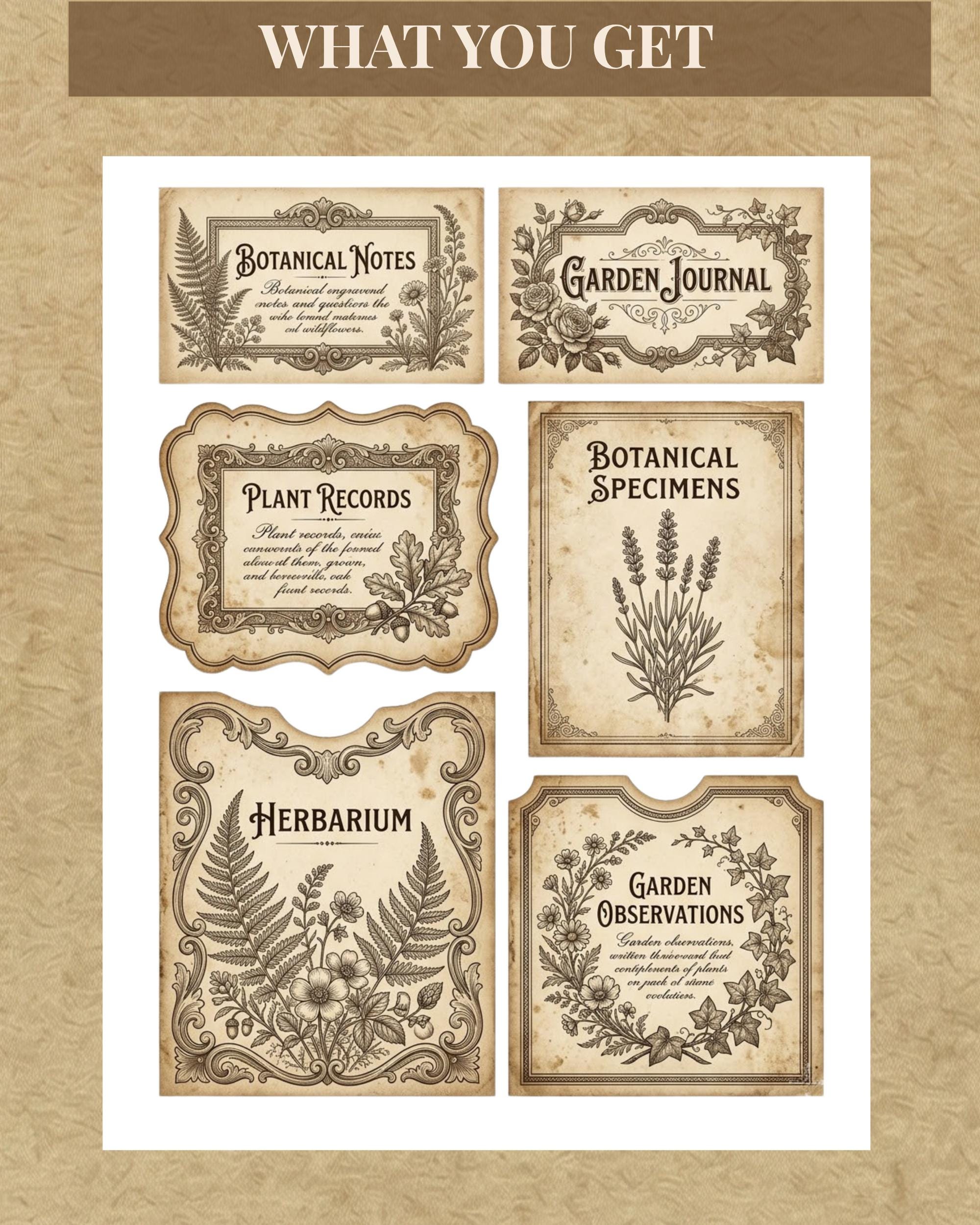 Vintage Sepia Junk Journal Pockets Printable, Shabby Chic Ephemera ...