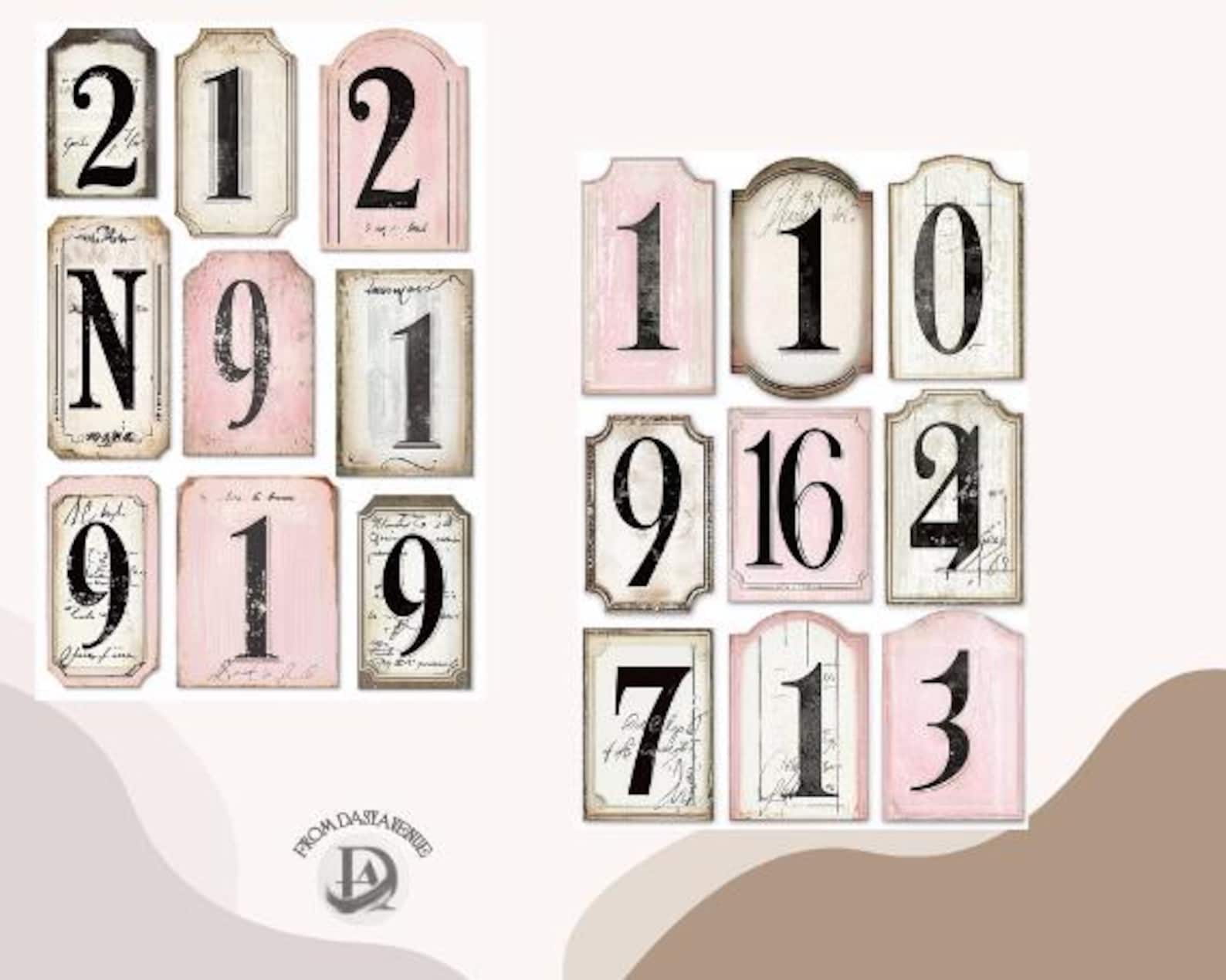 Pink Number Labels Pink Number Industrial Labels , Junk Journaling Labels, Words for Junk ...