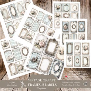 Vintage Ornate Frames Fussy Cut Ephemera, Junk Journal Printable, Antique Labels, Victorian Collage Sheets, Scrapbook Tags, Instant Download