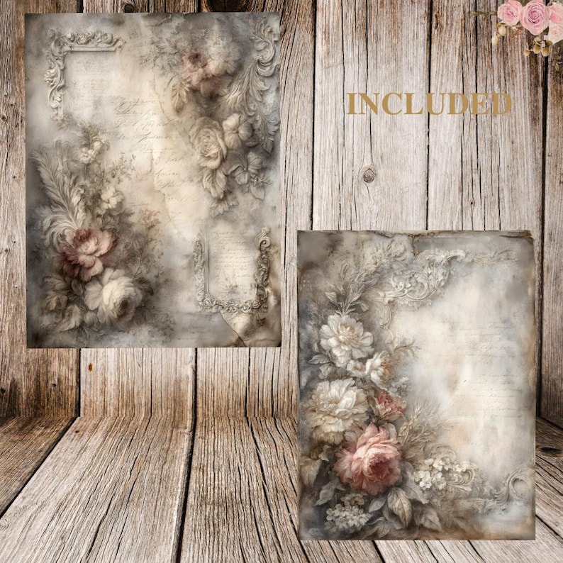 25 Vintage Floral Junk Journal Pages – Printable Antique Paper for ...