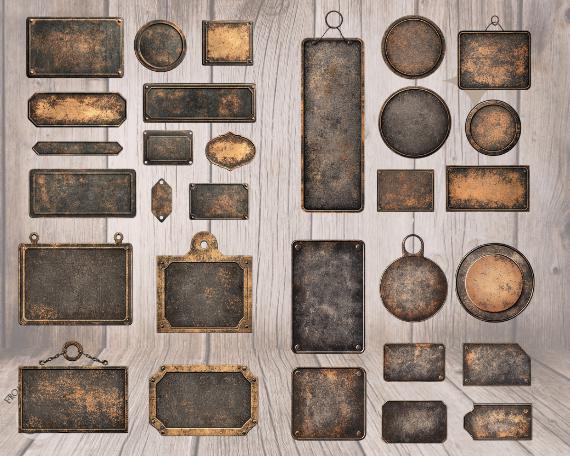 Transparent Rustic Label Vintage Blank Labels PNG | Rustic Grunge Tags, Distressed Enamel Plates ...