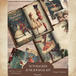 Nutcracker Junk Journal Kit | Vintage Christmas Printable Ephemera, Ballet Pages & Holiday Backgrounds for Scrapbooking and Collage