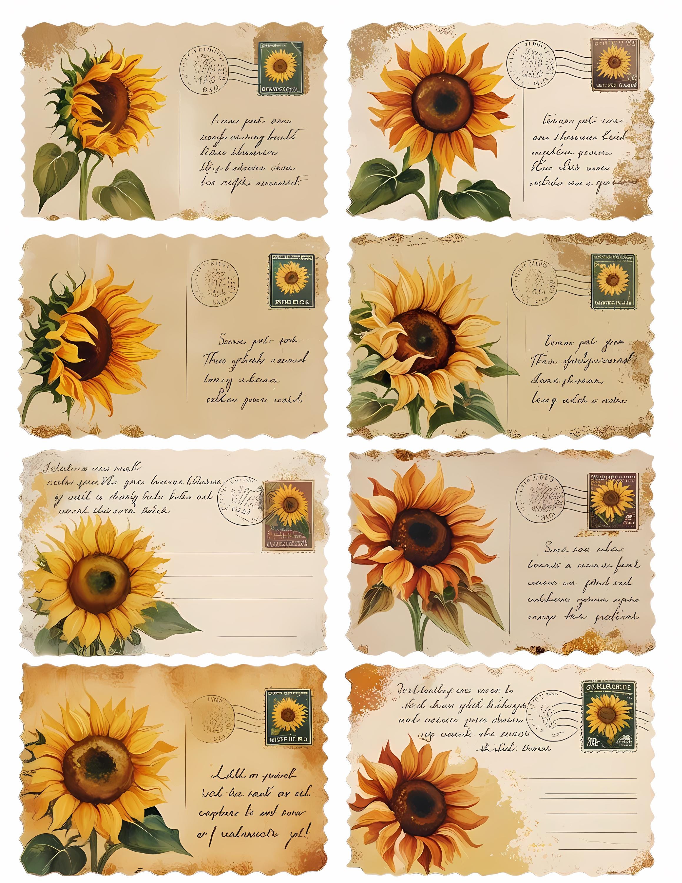 Sunflower Junk Journal Ephemera Kit - Printable Ephemera, Tags, Cards ...