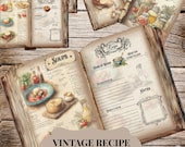 DIY Printable Recipe Journal Kit | Vintage Cookbook Pages, Covers, Spines & Instruction | Junk Journal Recipe Book Printable Download