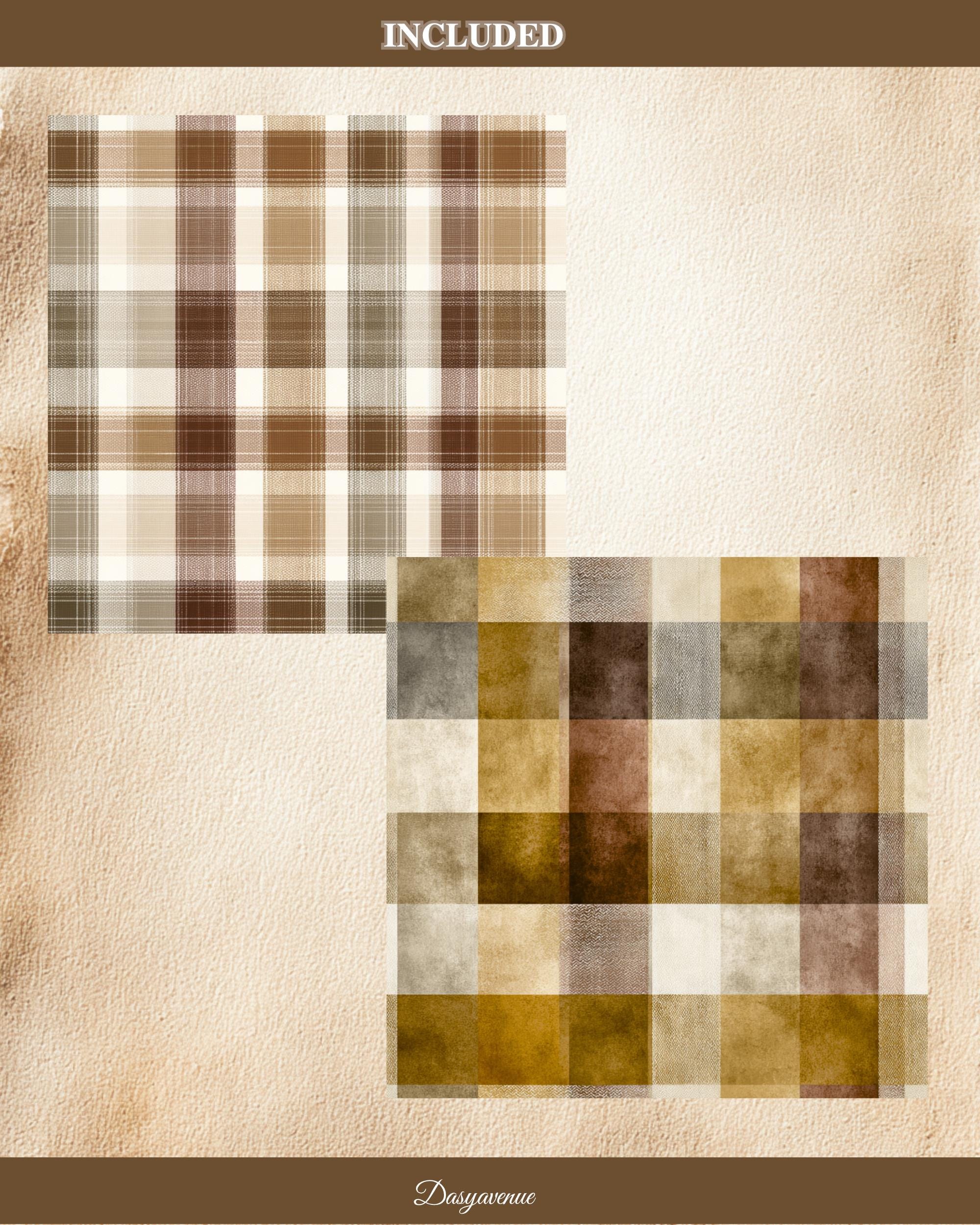 Brown Plaid Digital Paper Pack | Vintage Tartan Backgrounds for Junk ...