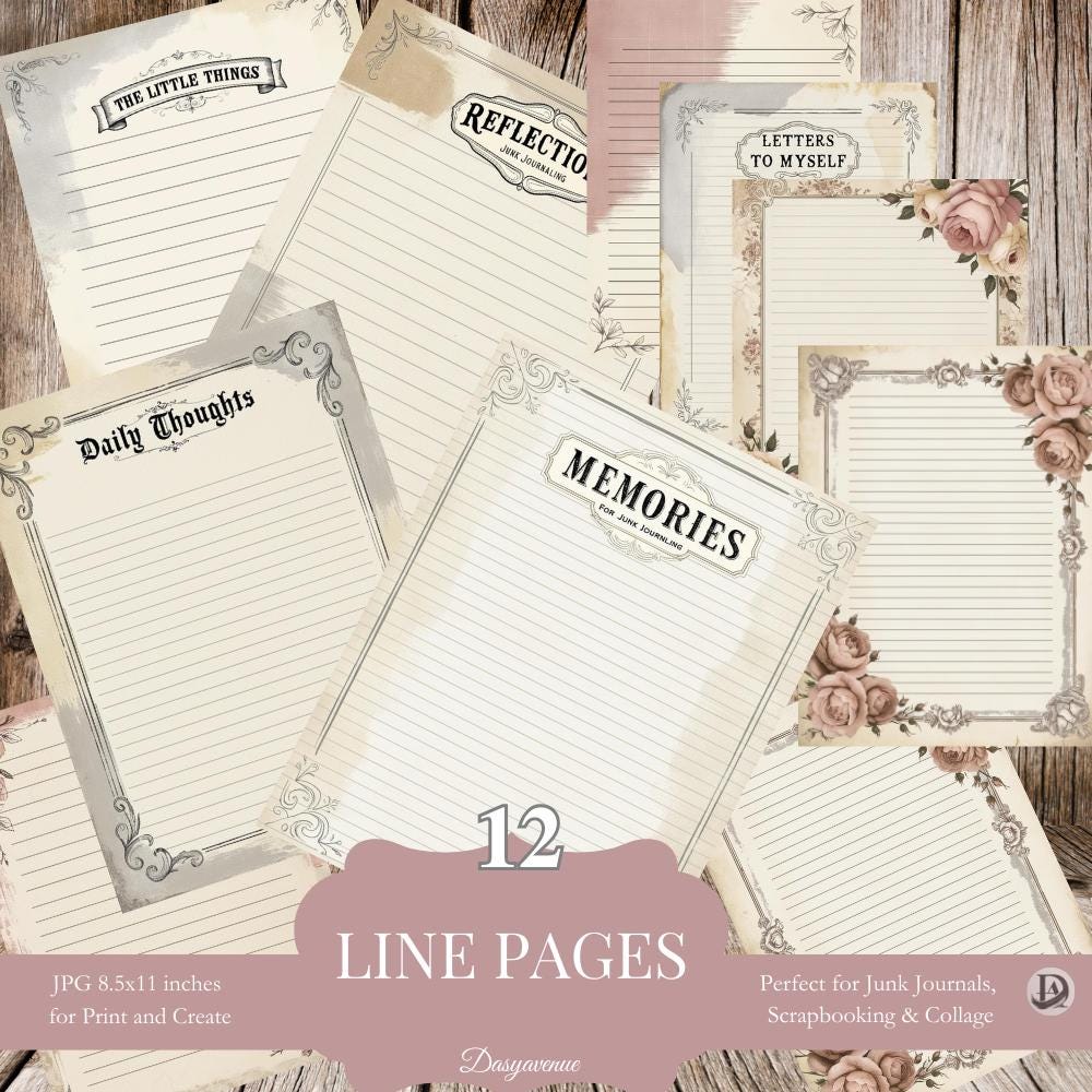 Pink Shabby Chic Junk Journal Bundle | Printable Vintage Rose Ephemera ...