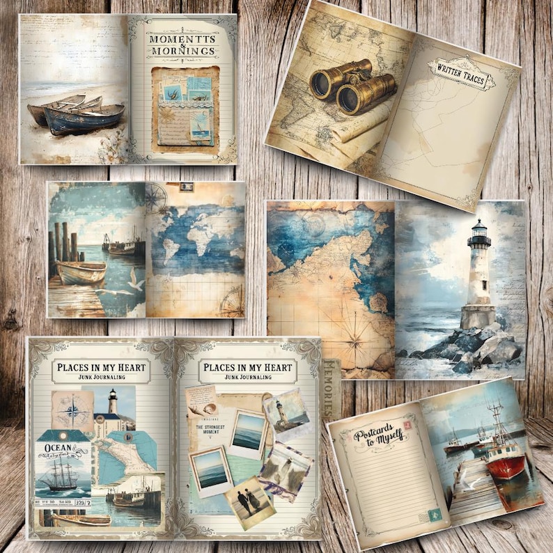 Nautical Junk Journal Kit Printable, Vintage Nautical Ephemera, Ocean ...