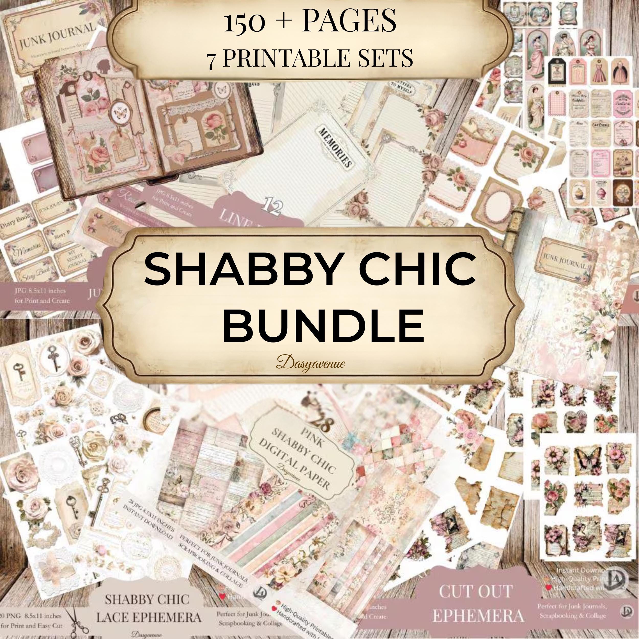 Pink Shabby Chic Junk Journal Bundle | Printable Vintage Rose Ephemera ...