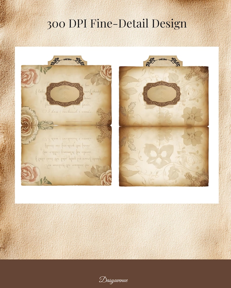 Vintage Printable Folder Pockets | Antique Paper File Folders With ...
