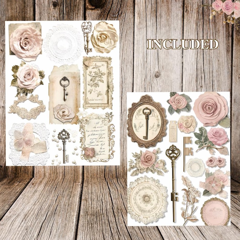 Shabby Chic Junk Journal Ephemera | Vintage Lace Printable | Antique ...