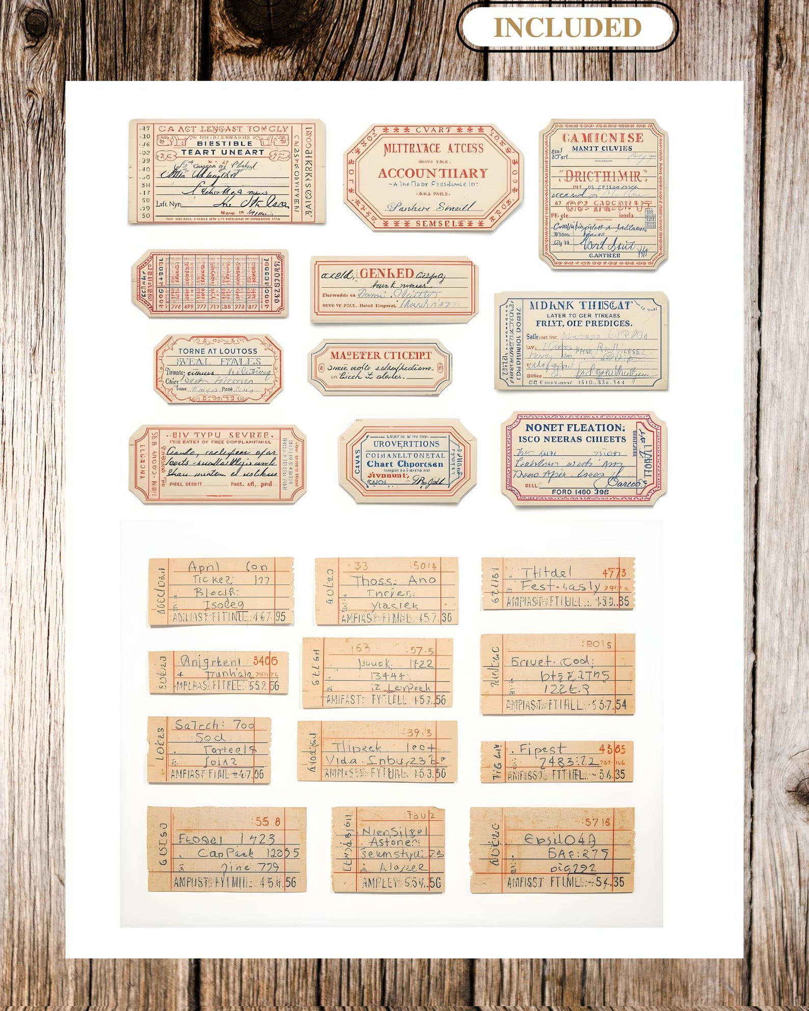 Vintage Ledger Snippets, Tabs & Ephemera Labels | Antique Paper Numbers ...